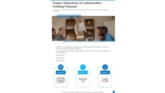 Project Objectives Of Collaboration Funding Proposal One Pager Sample Example Document