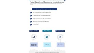 Project Objectives Of Commercial Property Proposal One Pager Sample Example Document