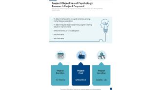 Project Objectives Of Psychology Research Project Proposal One Pager Sample Example Document