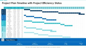 Project Plan Timeline With Project Efficiency Status Graphics PDF