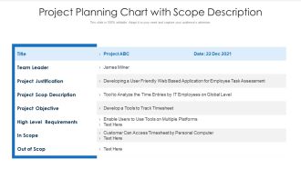 Project Planning Chart With Scope Description Ppt PowerPoint Presentation Show Diagrams PDF