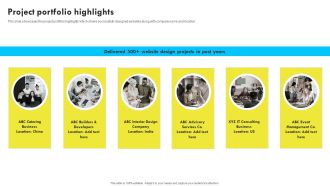 Project Portfolio Highlights Web Design And Development Company Profile Professional PDF