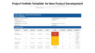 Project Portfolio Template For New Product Development Ppt PowerPoint Presentation Summary Structure PDF