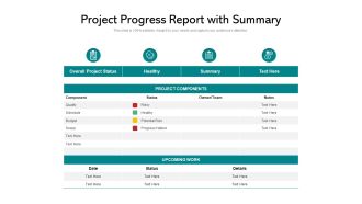 Project Progress Report With Summary Ppt PowerPoint Presentation Gallery Good PDF