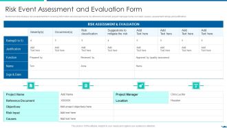 Project QA Through Agile Methodology IT Risk Event Assessment And Evaluation Form Ideas PDF
