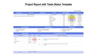 Project Report With Tasks Status Template Ppt PowerPoint Presentation Styles Structure PDF