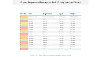 Project Requirement Management With Priority Input And Output Ppt PowerPoint Presentation Slides Icon