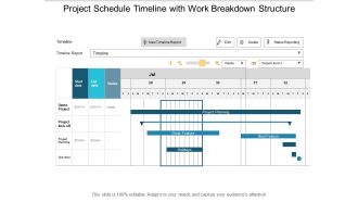 Project Schedule Timeline With Work Breakdown Structure Ppt PowerPoint Presentation Infographics Demonstration