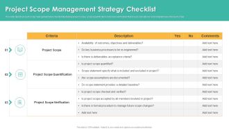 Project Scope Management Strategy Checklist Guidelines PDF