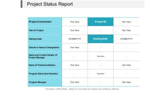 Project Status Report Ppt PowerPoint Presentation Layouts Visual Aids
