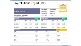 Project Status Report Template 1 Ppt PowerPoint Presentation Inspiration Example Introduction