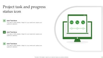 Project Task And Progress Status Icon Ppt PowerPoint Presentation File Gridlines PDF