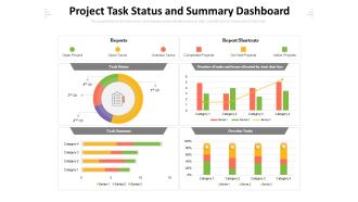 Project Task Status And Summary Dashboard Ppt PowerPoint Presentation Gallery Design Templates PDF