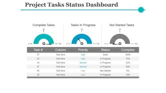 Project Tasks Status Dashboard Ppt PowerPoint Presentation File Graphics Download
