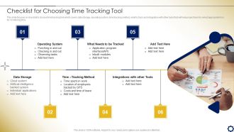 Project Time Management To Enhance Productivity Checklist For Choosing Time Tracking Tool Background PDF