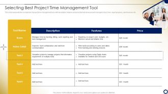 Project Time Management To Enhance Productivity Selecting Best Project Time Management Tool Template PDF