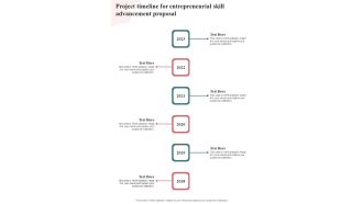 Project Timeline For Entrepreneurial Skill Advancement Proposal One Pager Sample Example Document