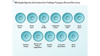 Promoting University Event Multiple Sports Activities For College Campus Event Services Information PDF