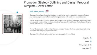 Promotion Strategy Outlining And Design Proposal Template Cover Letter Diagrams PDF