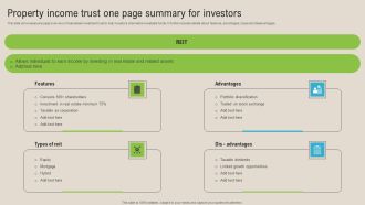 Property Income Trust One Page Summary For Investors Graphics PDF