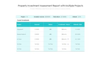 Property Investment Assessment Report With Multiple Projects Ppt PowerPoint Presentation Summary Objects PDF