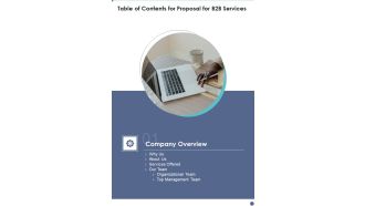 Proposal For B2B Services Table Of Contents One Pager Sample Example Document