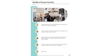 Proposal For Cafeteria Business Benefits Of Buying Franchise One Pager Sample Example Document