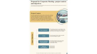 Proposal For Corporate Meeting Project Context And Objectives One Pager Sample Example Document