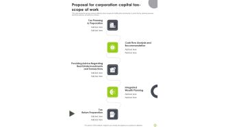 Proposal For Corporation Capital Tax Scope Of Work One Pager Sample Example Document