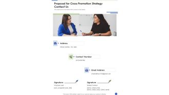 Proposal For Cross Promotion Strategy Contact Us One Pager Sample Example Document