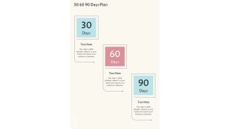 Proposal For Daycare Services 30 60 90 Days Plan One Pager Sample Example Document