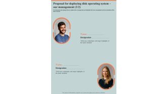 Proposal For Deploying Disk Operating System Our Management One Pager Sample Example Document