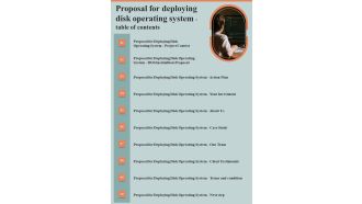 Proposal For Deploying Disk Operating System Table Of Contents One Pager Sample Example Document
