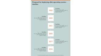 Proposal For Deploying Disk Operating System Timeline One Pager Sample Example Document