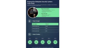 Proposal For Enterprise Security System Case Study One Pager Sample Example Document