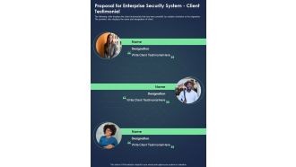 Proposal For Enterprise Security System Client Testimonial One Pager Sample Example Document
