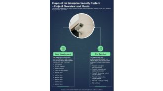 Proposal For Enterprise Security System Project Overview And Goals One Pager Sample Example Document