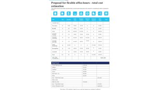 Proposal For Flexible Office Hours Total Cost Estimation One Pager Sample Example Document