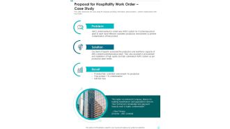 Proposal For Hospitality Work Order Case Study One Pager Sample Example Document