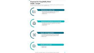 Proposal For Hospitality Work Order Scope One Pager Sample Example Document