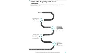 Proposal For Hospitality Work Order Timeframe One Pager Sample Example Document