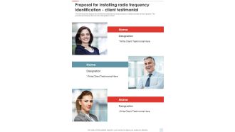 Proposal For Installing Radio Frequency Identification Client Testimonial One Pager Sample Example Document