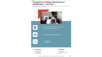 Proposal For Installing Radio Frequency Identification Next Step One Pager Sample Example Document