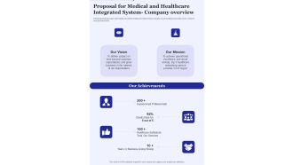 Proposal For Medical And Healthcare Integrated System Company Overview One Pager Sample Example Document