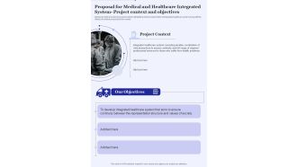 Proposal For Medical And Healthcare Integrated System Project Context One Pager Sample Example Document