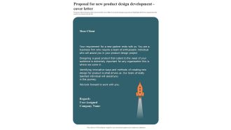 Proposal For New Product Design Development Cover Letter One Pager Sample Example Document