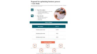 Proposal For Optimizing Business Process Case Study One Pager Sample Example Document