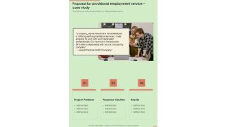 Proposal For Provisional Employment Service Case Study One Pager Sample Example Document