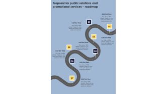 Proposal For Public Relations And Promotional Services Roadmap One Pager Sample Example Document