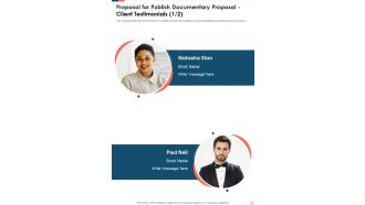 Proposal For Publish Documentary Proposal Client Testimonials One Pager Sample Example Document